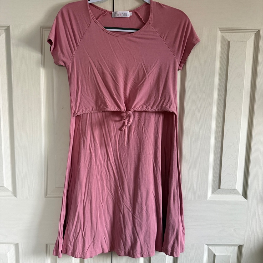Latched Mama nursing short sleeve pink dress size small see note